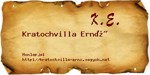 Kratochvilla Ernő névjegykártya