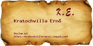 Kratochvilla Ernő névjegykártya